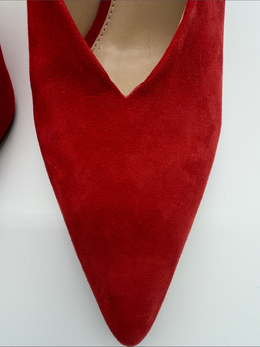 Vince Camuto Red Suede Pointed-Toe Kitten Heels - Picture 4 of 7